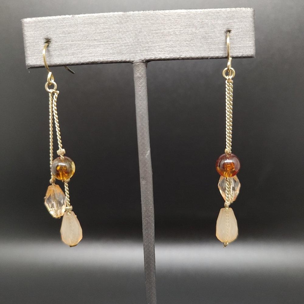 Artisan gold and brown earrings